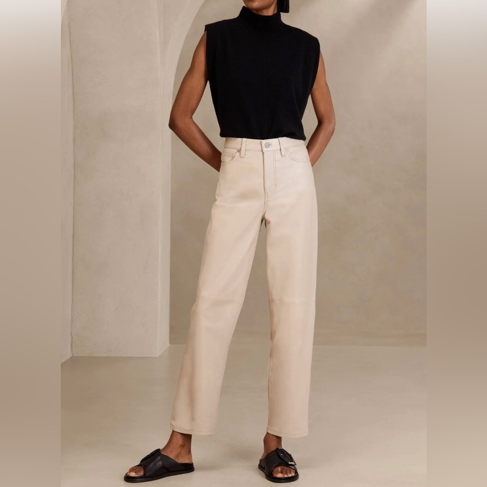 NWT banana republic 34S (fits 14S) lamb leather straight leg pant